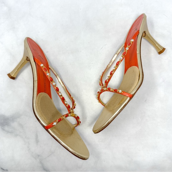 Giuseppe Zanotti Shoes - Giuseppe Zanotti Vicini Vintage Y2K Embellished Kitten Heel Mule Sandal 2000s 37
